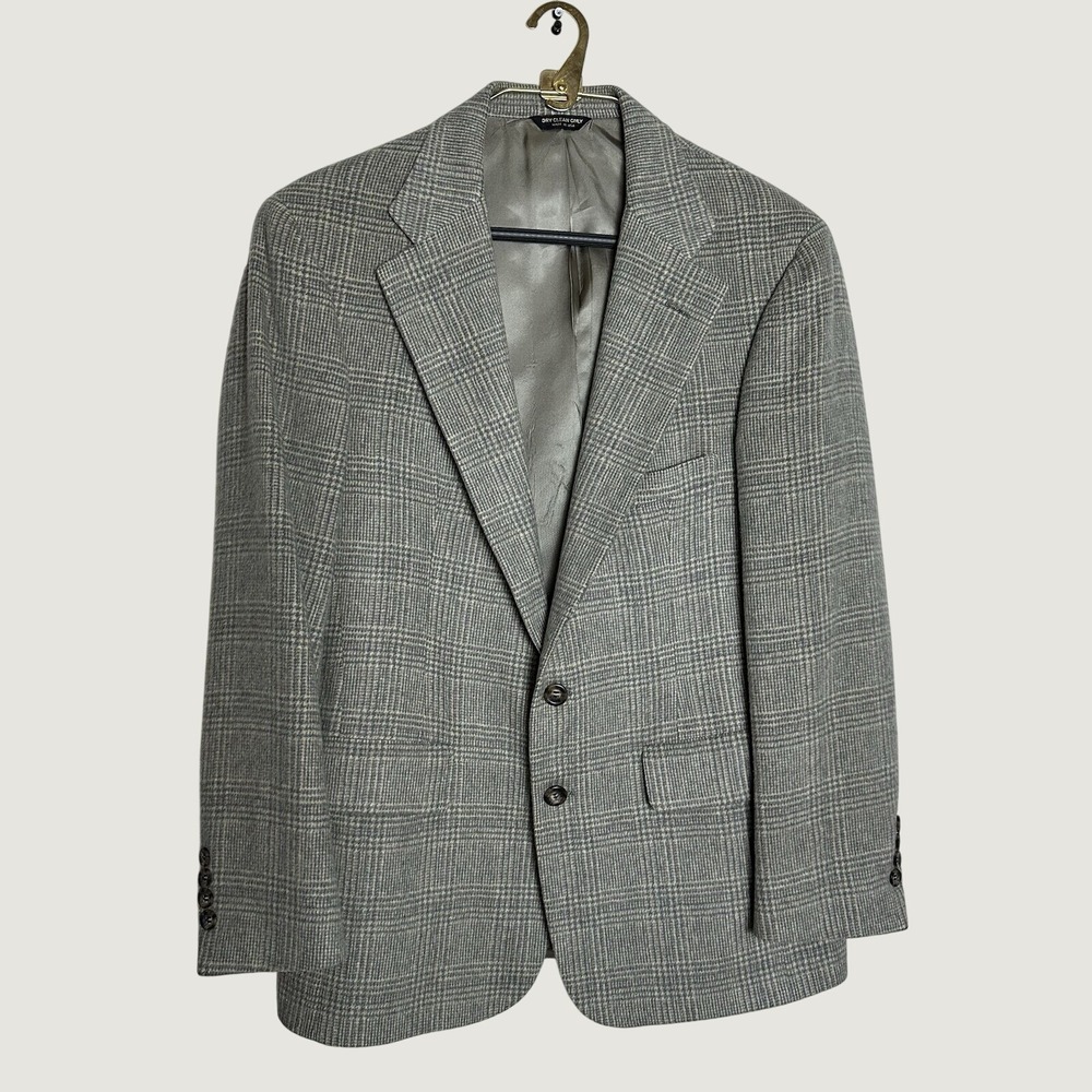 Vintage Hickey Freeman Blazer Beige Gray Camel Hair Sport Coat Jacket USA‎ 39